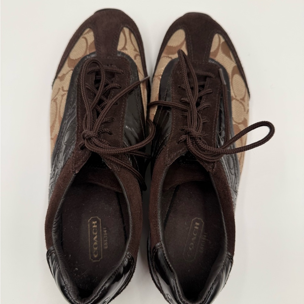 Coach Signature Brown and Tan Sneakers